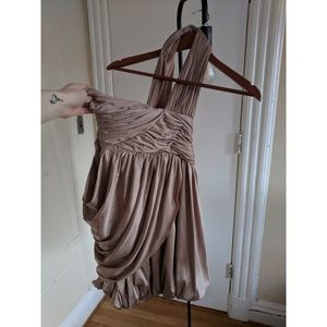 Topshop Grecian-Style Dress Gold w/ Bubble Hem